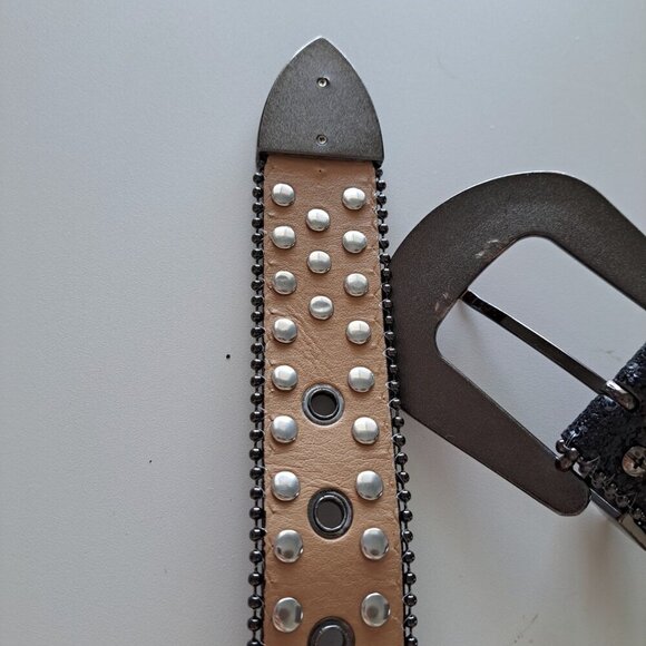 Goth Black And Red Unisex Belt Blingy Punk Large Buckle Heavy Steampunk Cosplay - Picture 5 of 8